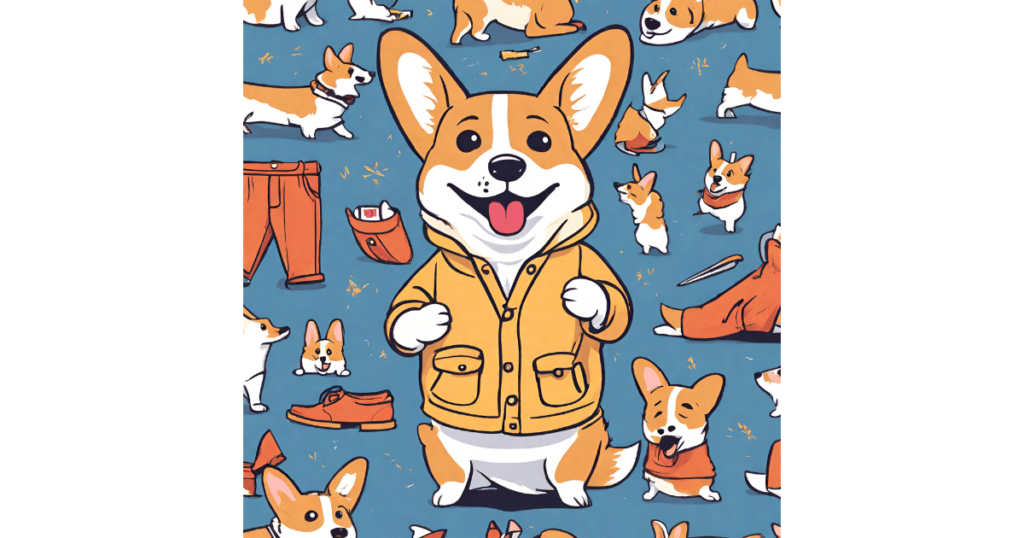 着替えのコーギー